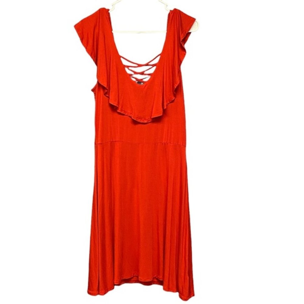 Pink Rose Red Dress ruffle top fun flirty womens large